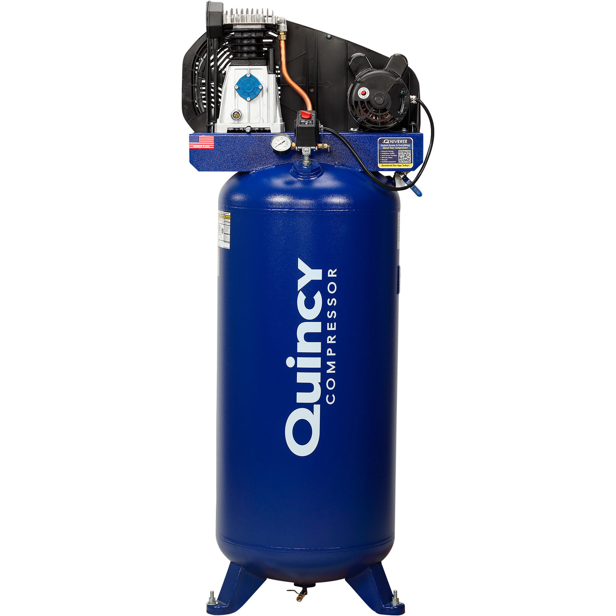 Quincy Single-Stage Air Compressor, 3.5 HP, 230 Volt, 60-Gallon Vertical Tank, Model# Q13160VQ
